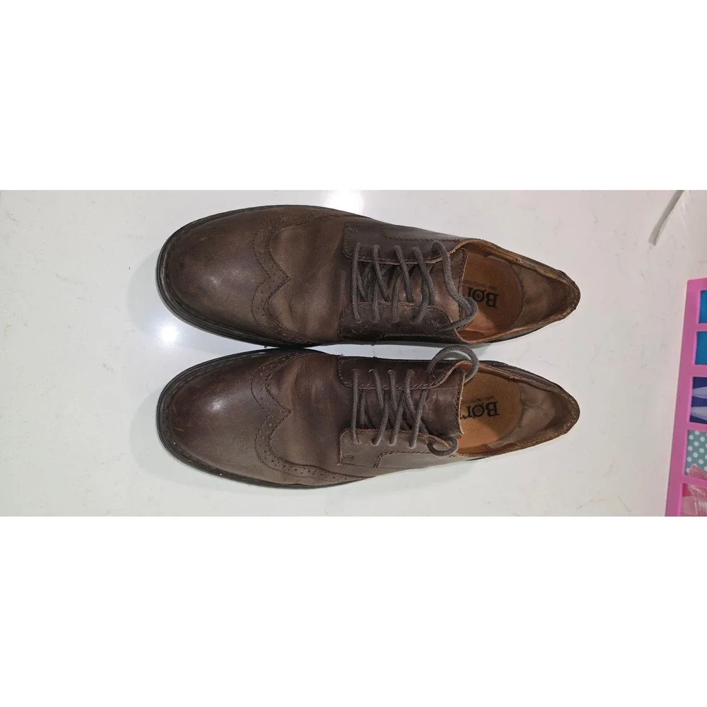 Born Mens Hemlock Brown Leather Wingtip Oxford Dress Shoes Size 11 H10608
